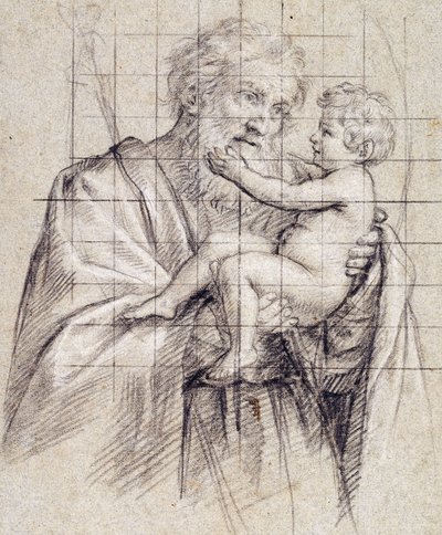 Saint Joseph håller i Kristusbarnet, av Il Sassoferrato