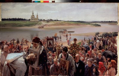 påsk procession. Målning av Illarion Mikhailovich Pryanishnikov (1840-1894), olja på duk av Illarion Mikhailovich Pryanishnikov