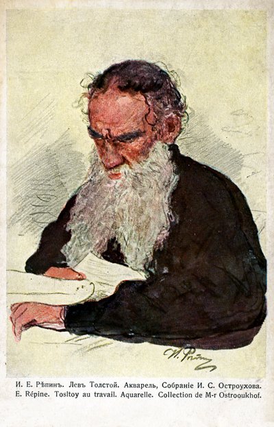 Leo Tolstoy på jobbet av Repin av Ilya Efimovich (after) Repin