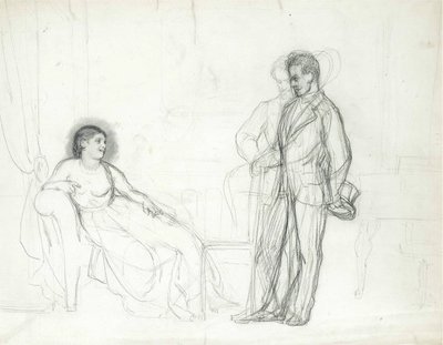 Adelina Patti (1843-1919) som Violetta i operan La traviata av Giuseppe Verdi par Repin, Ilya Yefimovich (1844-1930), Slutet av 1860-talet - början av 1870-talet - Penna på papper - Konstantinpalatset, St. Petersburg av Ilya Efimovich Repin