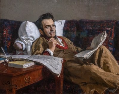 MIKHAIL GLINKA SOM KOMPONERAR OPERAN "RUSSLAN OCH LUDMILA" av Ilya Efimovich Repin
