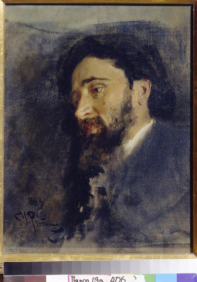 Porträtt av författaren Vsevolod Mikhailovich Garchin (1855-1888). (porträtt av författaren V. M. Garshin). Målning av Ilya Refimovich Repin (Ilia Repin) (1844-1930), olja på duk av Ilya Efimovich Repin