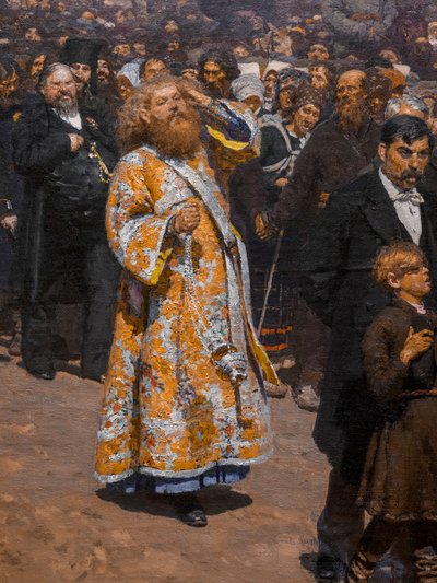 RELIGIÖS PROCESSION I KURSK-PROVINSEN (detalj) av Ilya Efimovich Repin