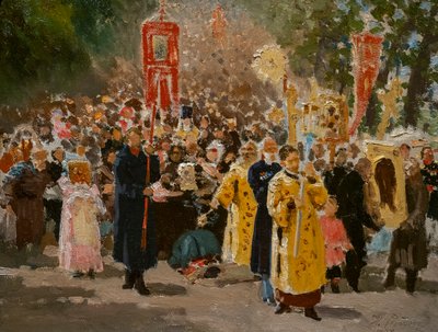RELIGIÖS PROCESSION I EKTRÄDEN av Ilya Efimovich Repin