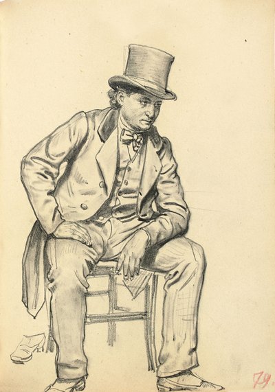 Sittande man, arm lutad på hans ben, ca. 1872-1875 av Ilya Efimovich Repin