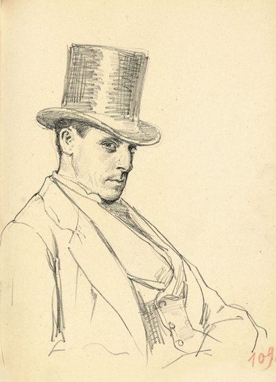 Sittande man med hög hatt, ca. 1872-1875 av Ilya Efimovich Repin