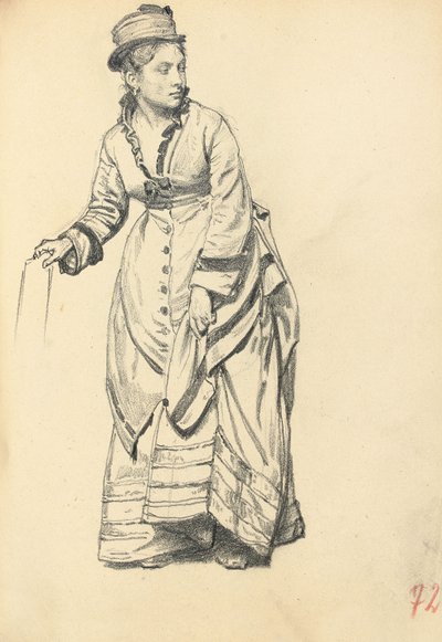 Stående kvinna som håller sin klänning, ca. 1872-1875 av Ilya Efimovich Repin