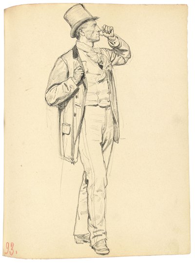 Studie för "A Parisian Cafe": Stående man med höjd arm, ca. 1872-1875 av Ilya Efimovich Repin
