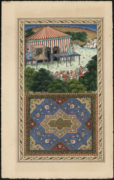Le Singe et le Leopard Apan och leoparden, 1837-1839. av Imam Bakhsh Lahori