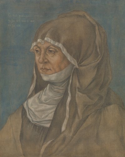 Porträtt av en kvinna, sägs vara Caritas Pirckheimer 1467-1532. av Imitator of Albrecht Dürer