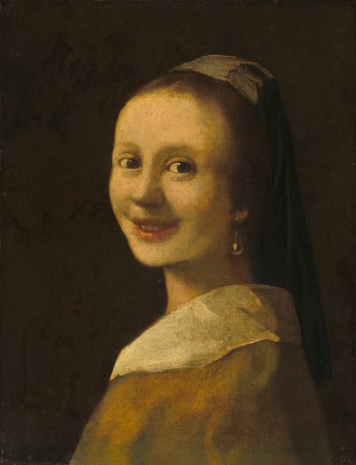Den leende flickan av Imitator of Johannes Vermeer