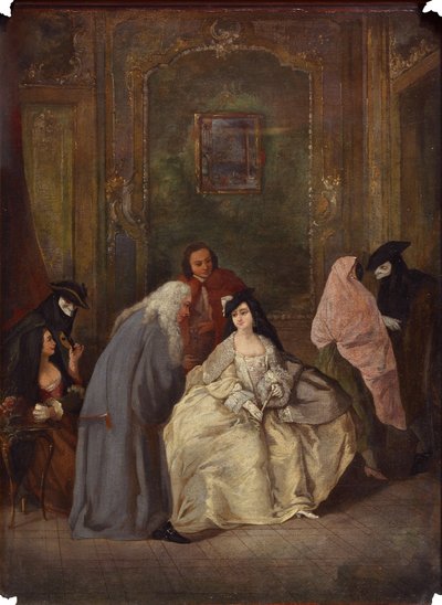Åklagarens och hans hustrus möte av Imitator of Pietro Longhi