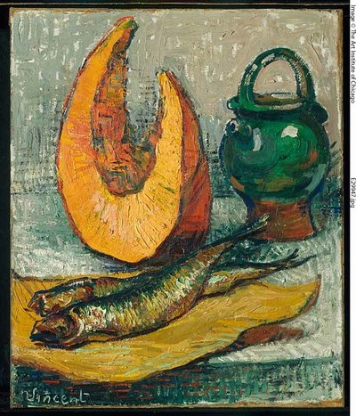 Stilla liv: Melon, fiskburk av Imitator of Vincent van Gogh
