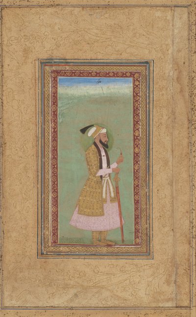 Porträtt av en prins med en rubin av Indian 18th Century