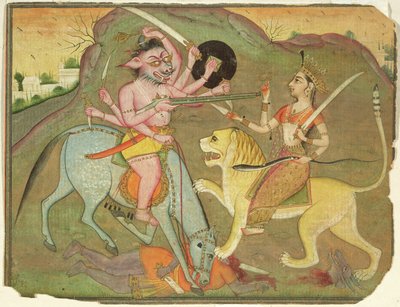 47.110/174 Durga i strid med Mahishasura, från Folio av 