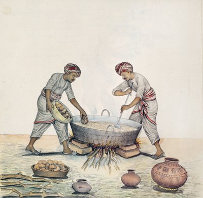 AS10 Vol.52 ff.6 4972 Kat.201 i-iv Sockertillverkning, Bombay, c.1873 (akvarell på papper) av Indian School