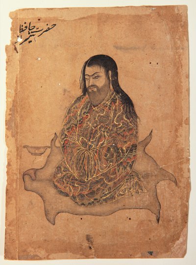 A Dervish, Seated in Contemplation, c.1650 (ogenomskinlig wc & guld på papper) av Indian School