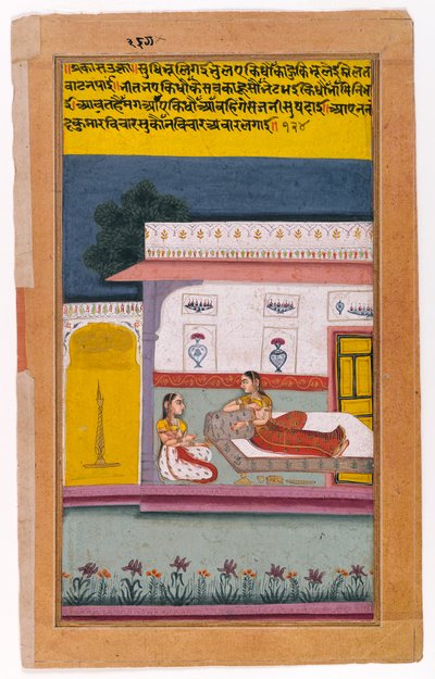 En Nayika väntar på sin älskare, Bikaner, Rajasthan, ca 1700-25 av Indian School