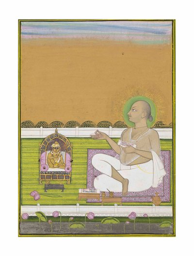 A Sage of the Pushtimarg Sect and Shri Nathji, c.1850 av Indian School