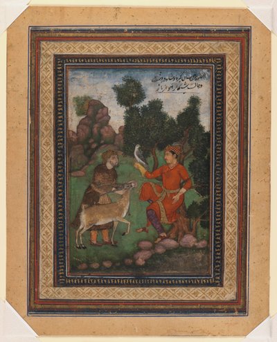 En falkonerare och en viltvårdare, ca 1600 (wc på papper) av Indian School