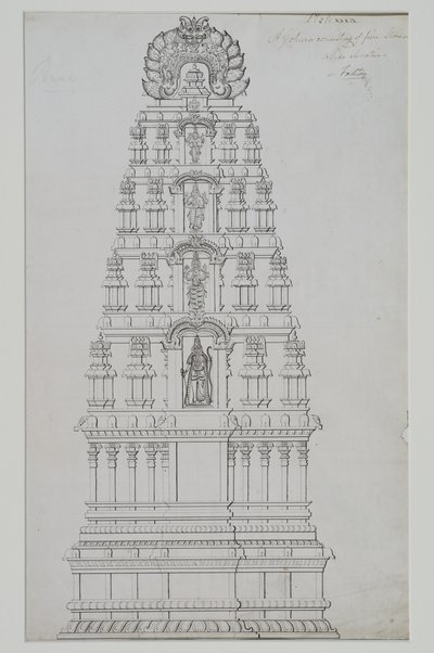 En fem våningar gopuram av Indian School