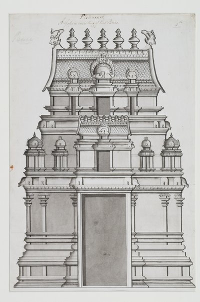 En tvåvånings gopuram av Indian School