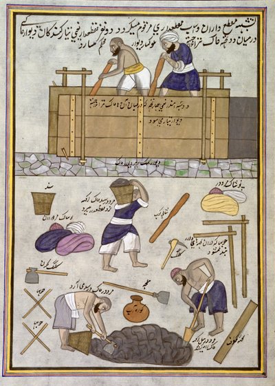 Add.Or.1717 En byggare av lerväggar (akvarell på papper) av Indian School
