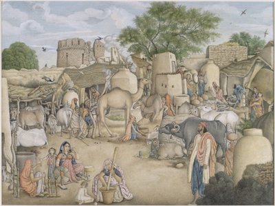 Lägg till Or.4057 En gatubild i byn Raniya, ca 1816-20 (akvarell & gouache på papper) av Indian School