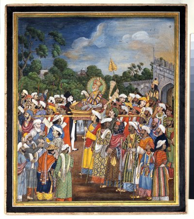 Akbar Shah II tar emot den brittiska invånaren, ca 1810 av Indian School
