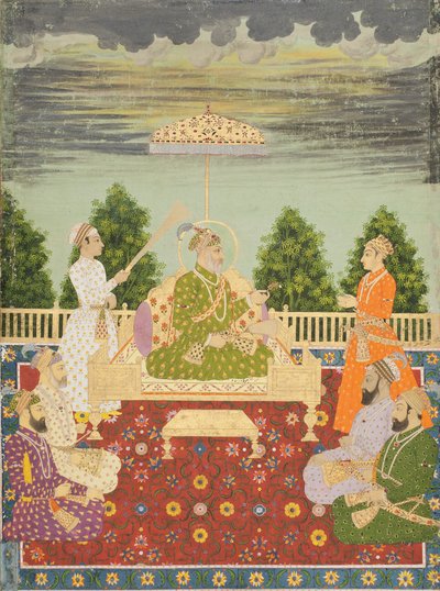 Bahadur Shah med sina fyra söner och ett barnbarn, ca 1710 av Indian School