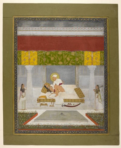 Chitarman II (Kalyan Das), Muhammad Shah älskande, ca 1735 (gouache på papper) av Indian School