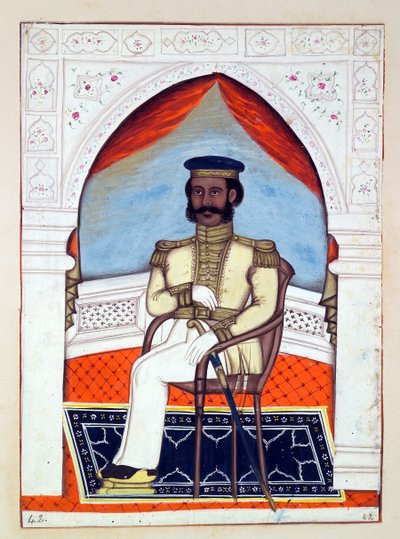 Överste Dhunkal Singh, från The Kingdom of the Punjab, its Rulers and Chiefs, volym II, en volym med 30 akvarellstudier av en oidentifierad indisk konstnär, c.1840 (wc på papper)d av Indian School