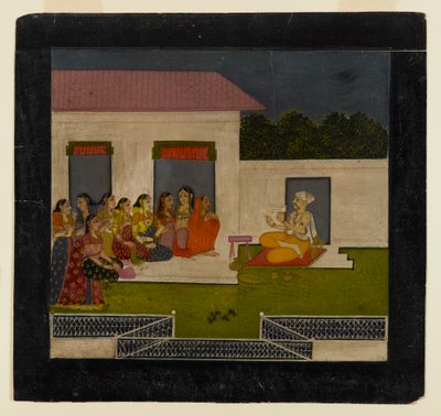 Devotional Discourse, 1750-1775 (ogenomskinlig wc och guld på papper) av Indian School