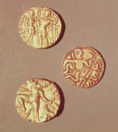 Dinarer av Kumargupta I (425-454) Chandragupta I (320-335) och Sri Rajray (guld) av Indian School