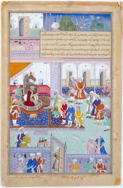 Kejsar Babur håller hov, Mogulperioden, Akbars regeringstid av Indian School
