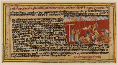Folio från en Bhagavata-serie, c.1610-50 (wc på papper) (recto of 499340) av Indian School
