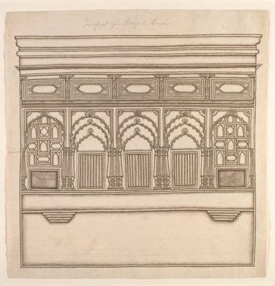 Framkant av ett bengaliskt hus, ca 1820 (ogenomskinlig wc på papper) av Indian School