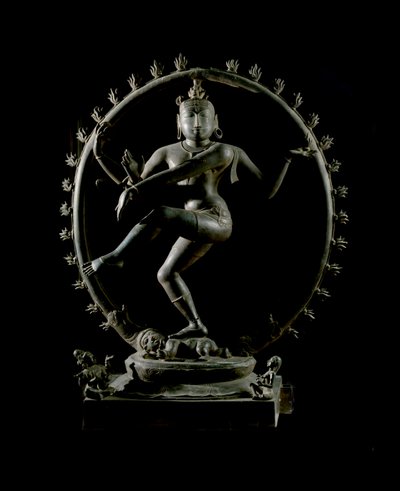 Hinduism: representation av guden Shiva Nataraja, dansens gud (Shiva Nataraja, dansens herre) Bronsskulptur 1100-talet (1100-talet) Kolkata, indiskt museum av Indian School
