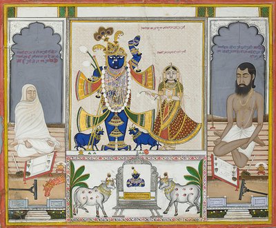 Illustration till ett manuskript om dyrkan av Srinathji, Rajasthan, tidigt 1800-tal av Indian School