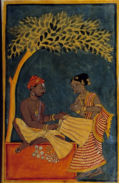 Indisk konst: en tyghandlare. Akvarell omkring 1760. Paris, B.N. av Indian School