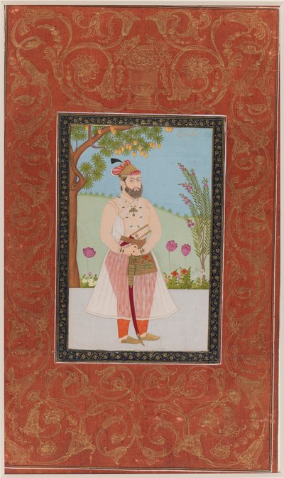 Iraj Khan, 1875-1900 (ogenomskinlig wc & guld på papper) av Indian School