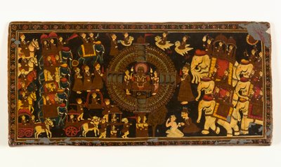 Jain bokomslag (ogenomskinlig akvarell & metalliskt pigment på papper med lacköverdrag) (se 423291 för a tergo) av Indian School