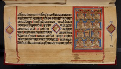 Kalpasutra manuskriptfolio som visar Ganadharas av Indian School