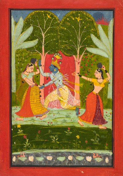 Krishna kräver en avgift från gopis, ca 1660 av Indian School
