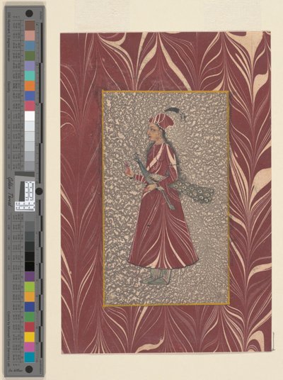 Lady Carrying a Peacock, Bijapur, c.1660 av Indian School