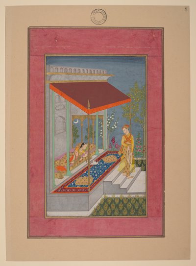 Lalita Ragini, Indien, Hyderabad, ca 1760; Johnson Album 37, nr 8 (bläck, färger  guld på papper) av Indian School