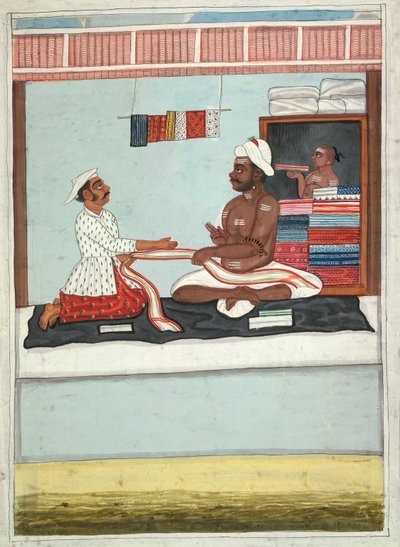 MS Add.Or.2531 Cloth Merchant, c.1800 (akvarell på papper) av Indian School