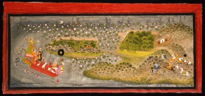Maharana Jagat Singh II hökning och galtjakt, c.1740 av Indian School
