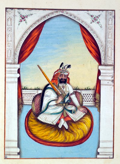 Marharajah Sher Singh, från The Kingdom of the Punjab, its Rulers and Chiefs, volym I, en volym med 27 akvarellstudier av en oidentifierad indisk konstnär, ca 1840 (wc på papper) av Indian School