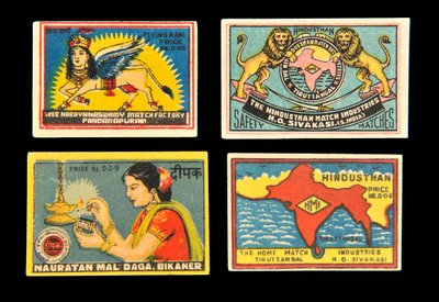 Etiketter för tändsticksask av Indian School